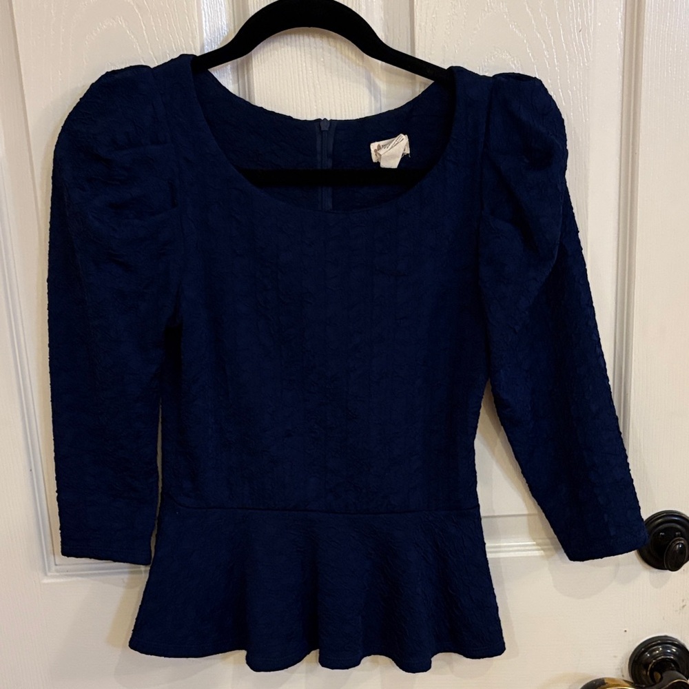 Navy Blue Peplum Top